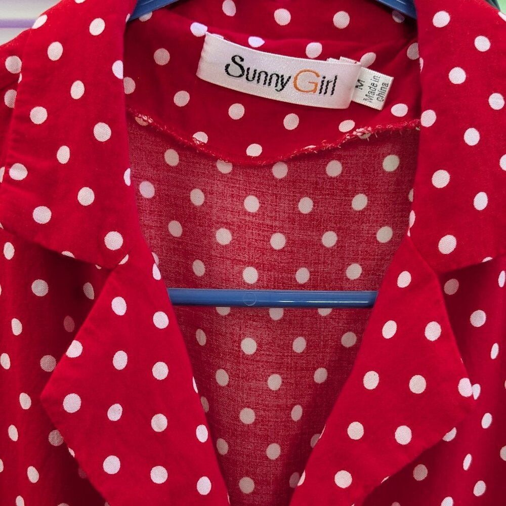 Sunny Girl Red & White Polka Dot Romper